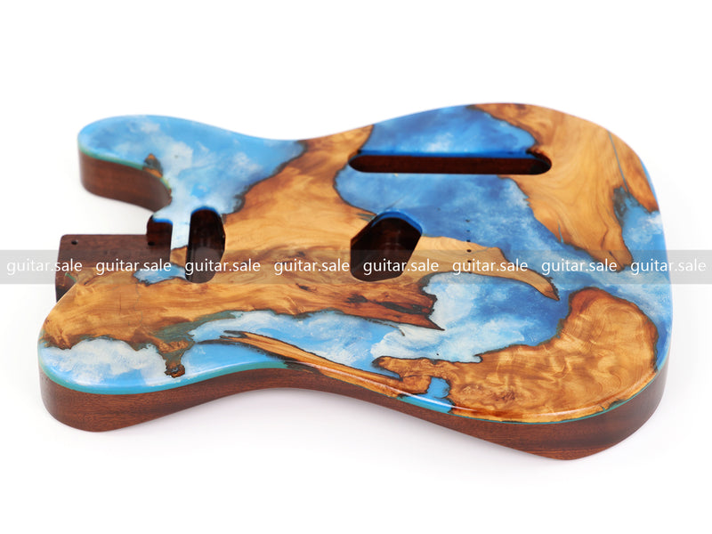One-of-a-Kind Burl Wood Veneer Epoxy Resin TL Style Electric Guitar Body (BE-017)