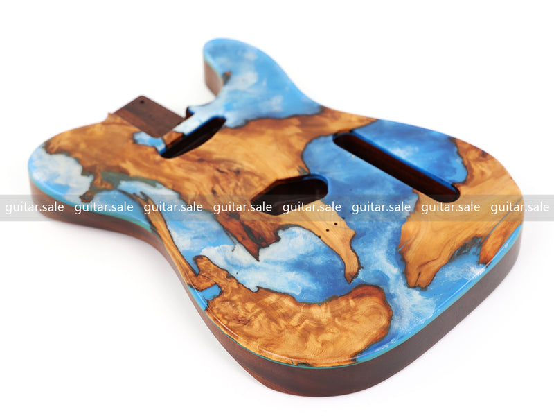 One-of-a-Kind Burl Wood Veneer Epoxy Resin TL Style Electric Guitar Body (BE-017)