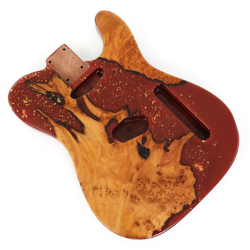 One-of-a-Kind Burl Wood Veneer Epoxy Resin TL Style Electric Guitar Body (BE-018)