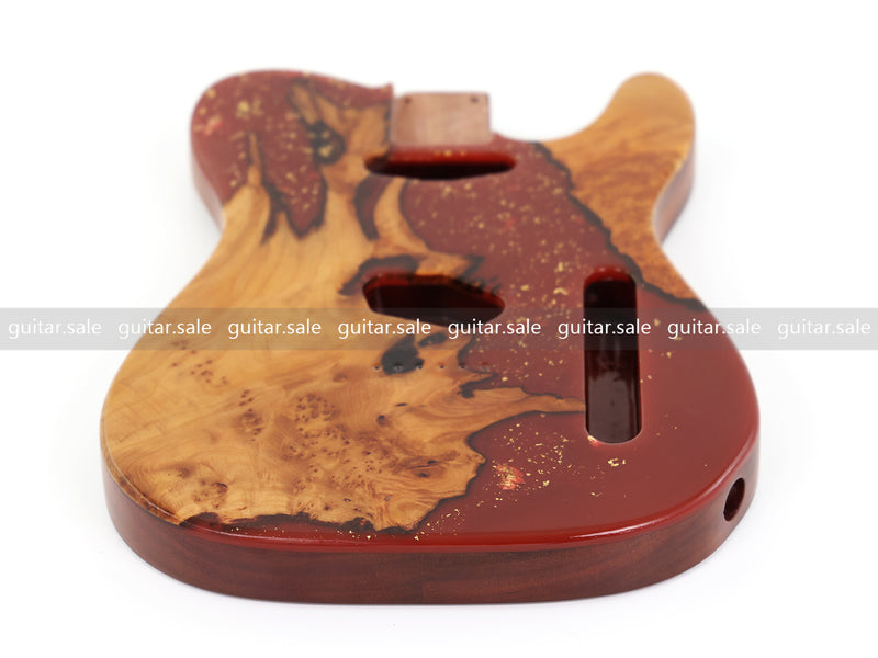 One-of-a-Kind Burl Wood Veneer Epoxy Resin TL Style Electric Guitar Body (BE-018)