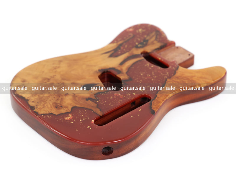 One-of-a-Kind Burl Wood Veneer Epoxy Resin TL Style Electric Guitar Body (BE-018)