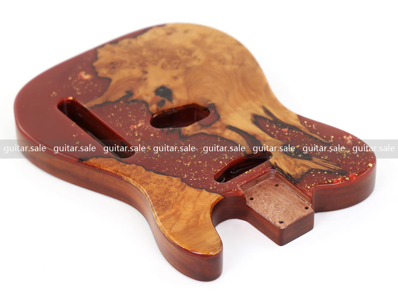 One-of-a-Kind Burl Wood Veneer Epoxy Resin TL Style Electric Guitar Body (BE-018)