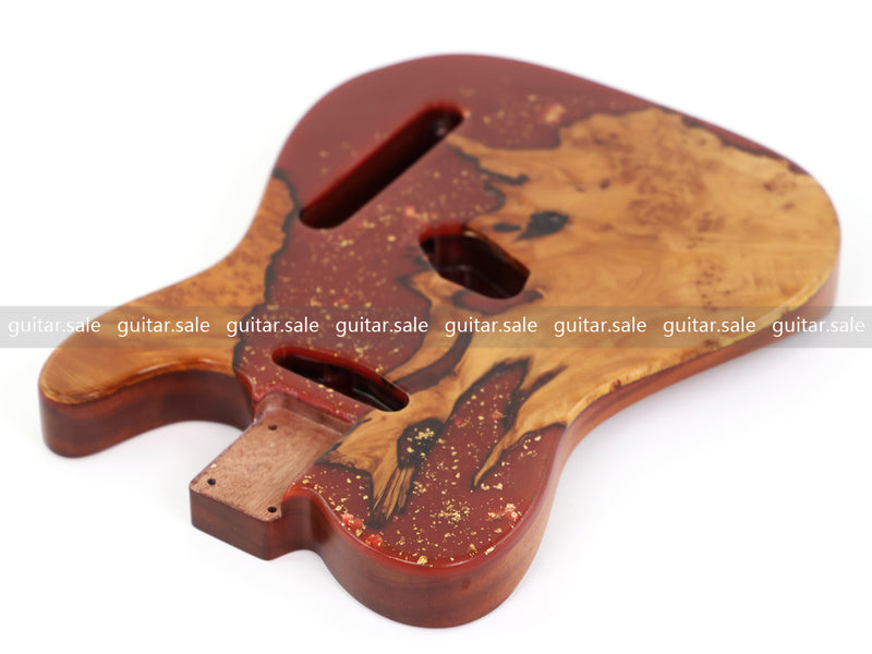 One-of-a-Kind Burl Wood Veneer Epoxy Resin TL Style Electric Guitar Body (BE-018)