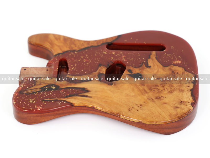 One-of-a-Kind Burl Wood Veneer Epoxy Resin TL Style Electric Guitar Body (BE-018)