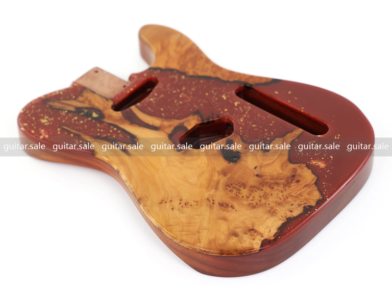 One-of-a-Kind Burl Wood Veneer Epoxy Resin TL Style Electric Guitar Body (BE-018)