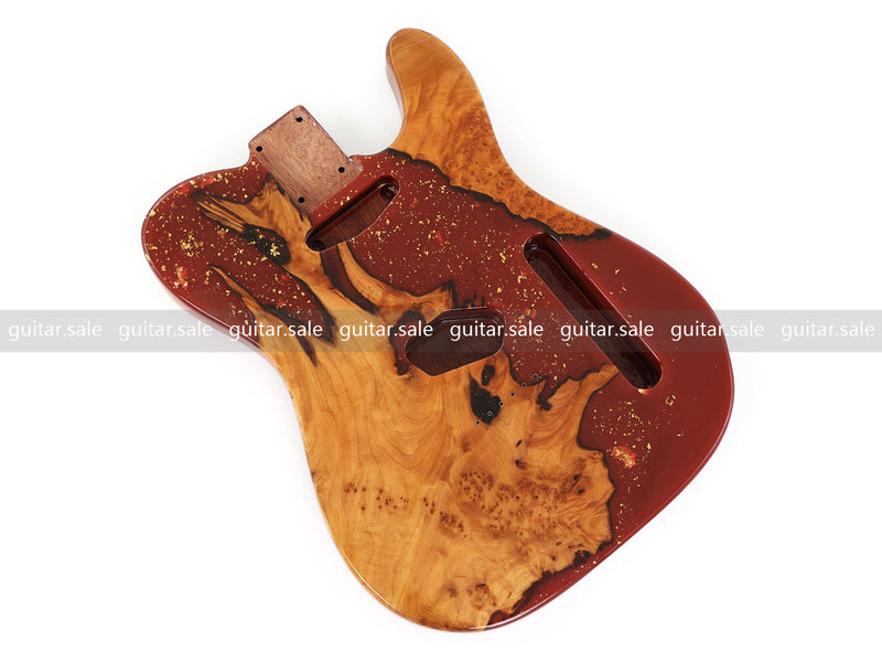 One-of-a-Kind Burl Wood Veneer Epoxy Resin TL Style Electric Guitar Body (BE-018)