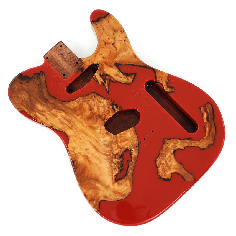 One-of-a-Kind Burl Wood Veneer Epoxy Resin TL Style Electric Guitar Body (BE-019)