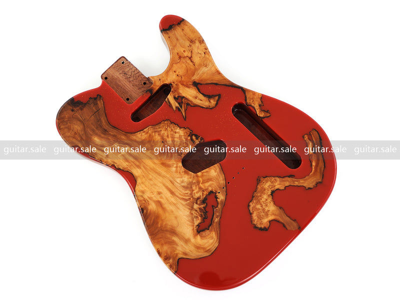 One-of-a-Kind Burl Wood Veneer Epoxy Resin TL Style Electric Guitar Body (BE-019)