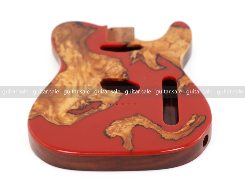 One-of-a-Kind Burl Wood Veneer Epoxy Resin TL Style Electric Guitar Body (BE-019)