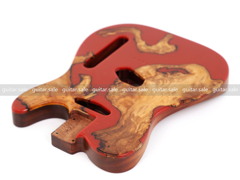 One-of-a-Kind Burl Wood Veneer Epoxy Resin TL Style Electric Guitar Body (BE-019)