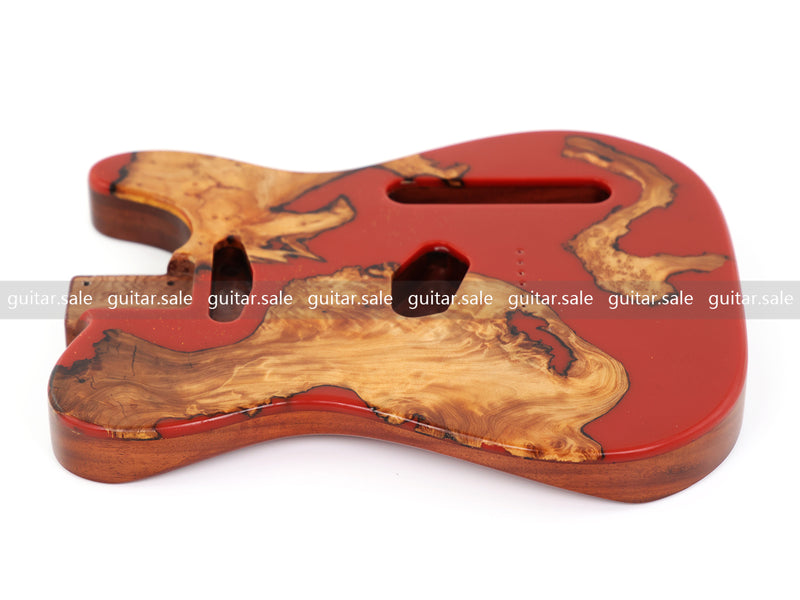 One-of-a-Kind Burl Wood Veneer Epoxy Resin TL Style Electric Guitar Body (BE-019)