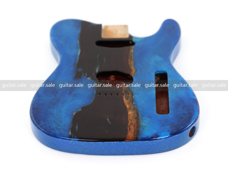 One-of-a-Kind Burl Wood Veneer Epoxy Resin TL Style Electric Guitar Body (BE-007)