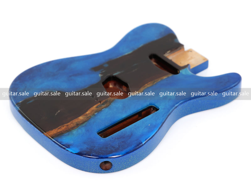 One-of-a-Kind Burl Wood Veneer Epoxy Resin TL Style Electric Guitar Body (BE-007)