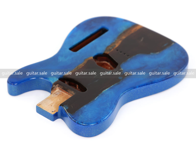 One-of-a-Kind Burl Wood Veneer Epoxy Resin TL Style Electric Guitar Body (BE-007)