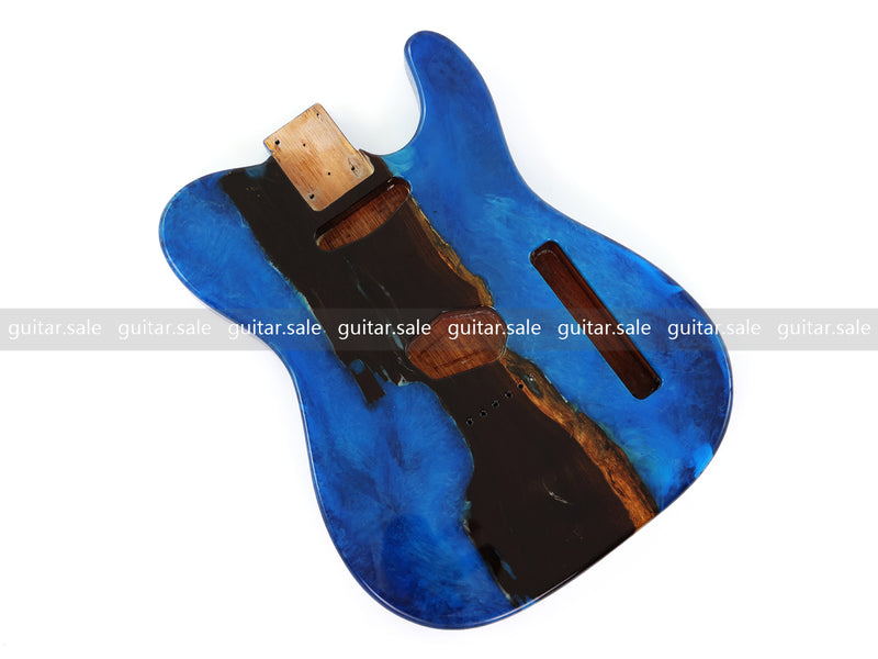 One-of-a-Kind Burl Wood Veneer Epoxy Resin TL Style Electric Guitar Body (BE-007)