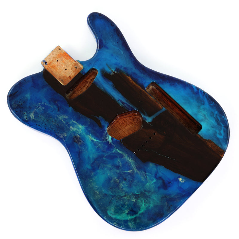 One-of-a-Kind Burl Wood Veneer Epoxy Resin TL Style Electric Guitar Body (BE-008)