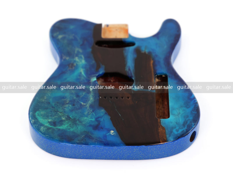 One-of-a-Kind Burl Wood Veneer Epoxy Resin TL Style Electric Guitar Body (BE-008)