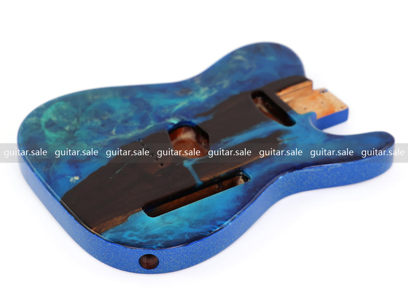 One-of-a-Kind Burl Wood Veneer Epoxy Resin TL Style Electric Guitar Body (BE-008)