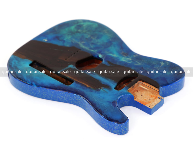 One-of-a-Kind Burl Wood Veneer Epoxy Resin TL Style Electric Guitar Body (BE-008)