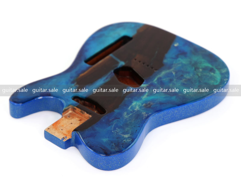 One-of-a-Kind Burl Wood Veneer Epoxy Resin TL Style Electric Guitar Body (BE-008)