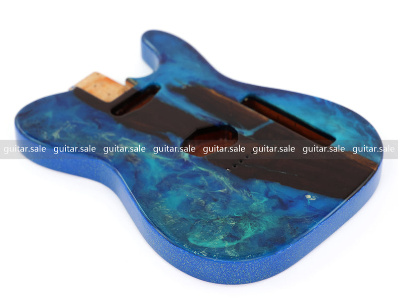 One-of-a-Kind Burl Wood Veneer Epoxy Resin TL Style Electric Guitar Body (BE-008)