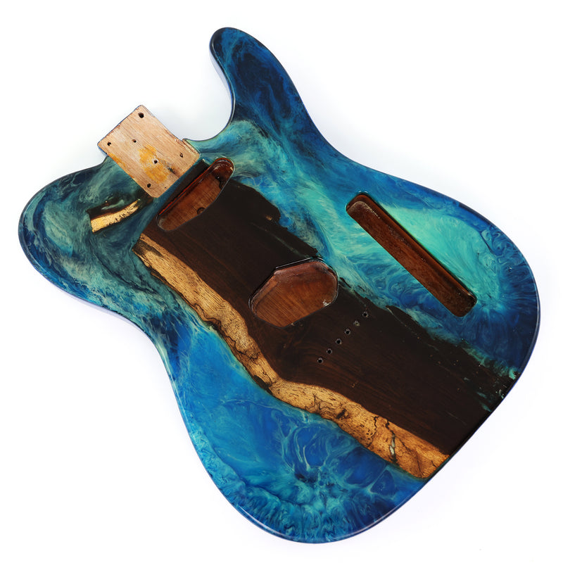 One-of-a-Kind Burl Wood Veneer Epoxy Resin TL Style Electric Guitar Body (BE-009)
