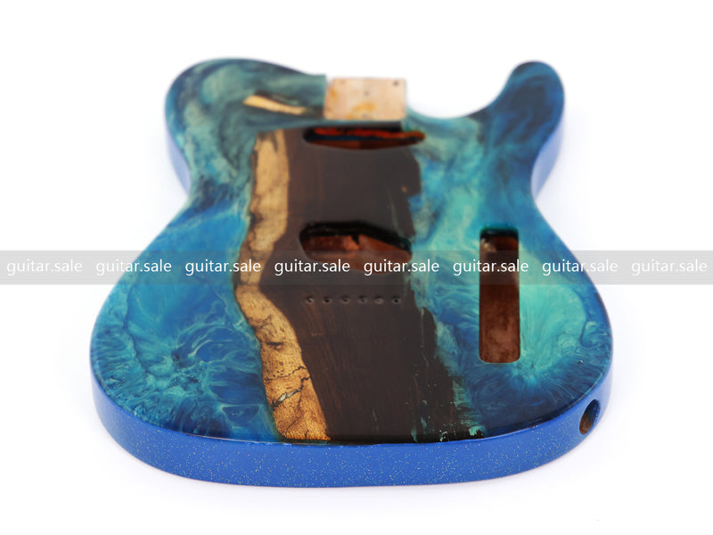 One-of-a-Kind Burl Wood Veneer Epoxy Resin TL Style Electric Guitar Body (BE-009)