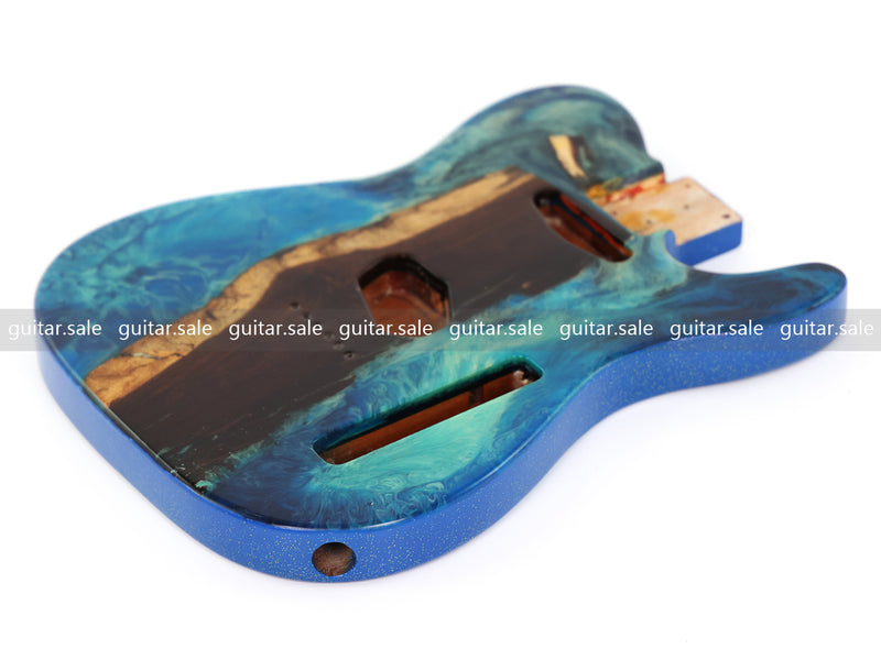 One-of-a-Kind Burl Wood Veneer Epoxy Resin TL Style Electric Guitar Body (BE-009)