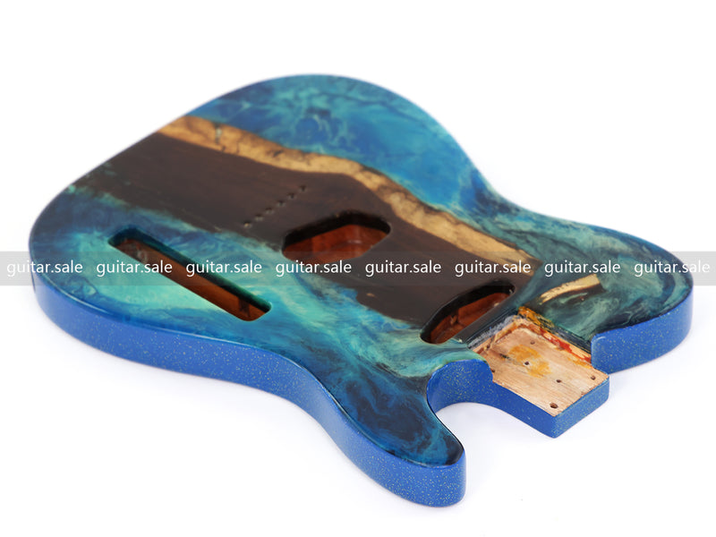 One-of-a-Kind Burl Wood Veneer Epoxy Resin TL Style Electric Guitar Body (BE-009)