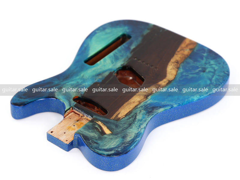 One-of-a-Kind Burl Wood Veneer Epoxy Resin TL Style Electric Guitar Body (BE-009)