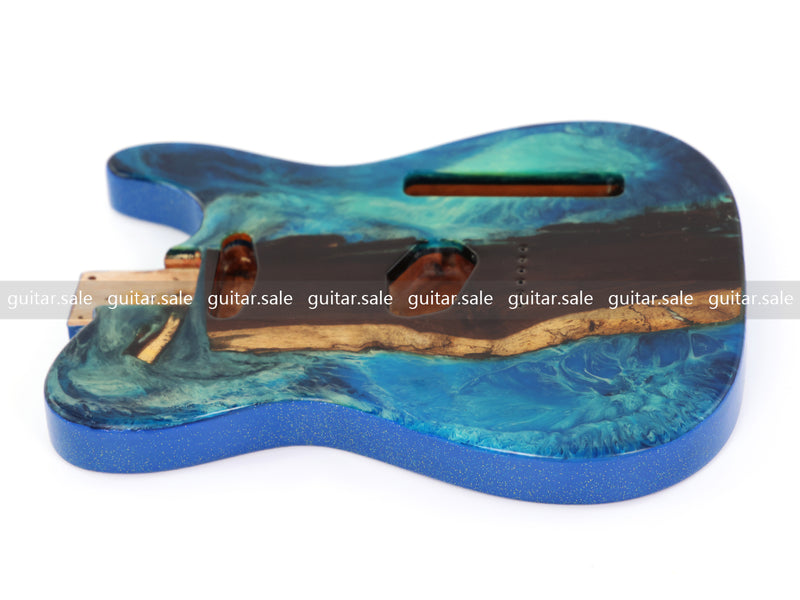 One-of-a-Kind Burl Wood Veneer Epoxy Resin TL Style Electric Guitar Body (BE-009)