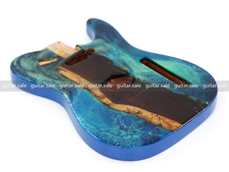 One-of-a-Kind Burl Wood Veneer Epoxy Resin TL Style Electric Guitar Body (BE-009)