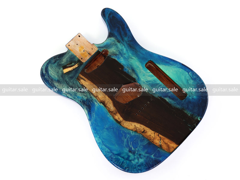 One-of-a-Kind Burl Wood Veneer Epoxy Resin TL Style Electric Guitar Body (BE-009)