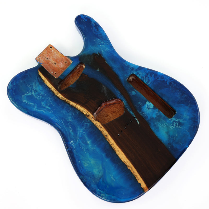 One-of-a-Kind Burl Wood Veneer Epoxy Resin TL Style Electric Guitar Body (BE-010)