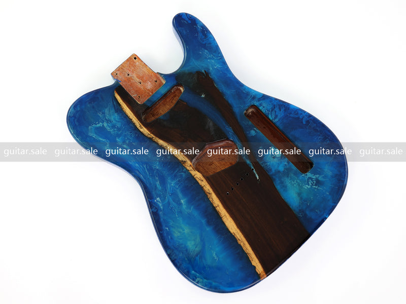 One-of-a-Kind Burl Wood Veneer Epoxy Resin TL Style Electric Guitar Body (BE-010)