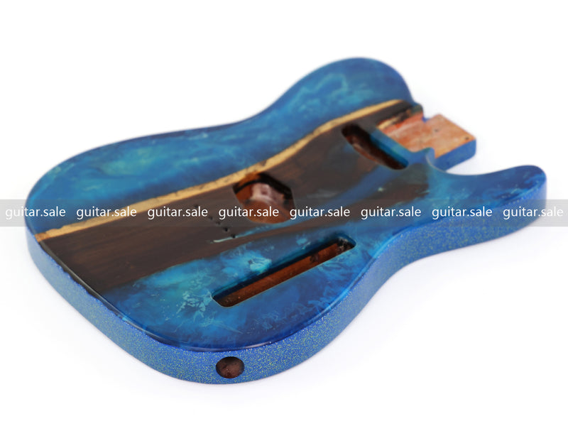 One-of-a-Kind Burl Wood Veneer Epoxy Resin TL Style Electric Guitar Body (BE-010)