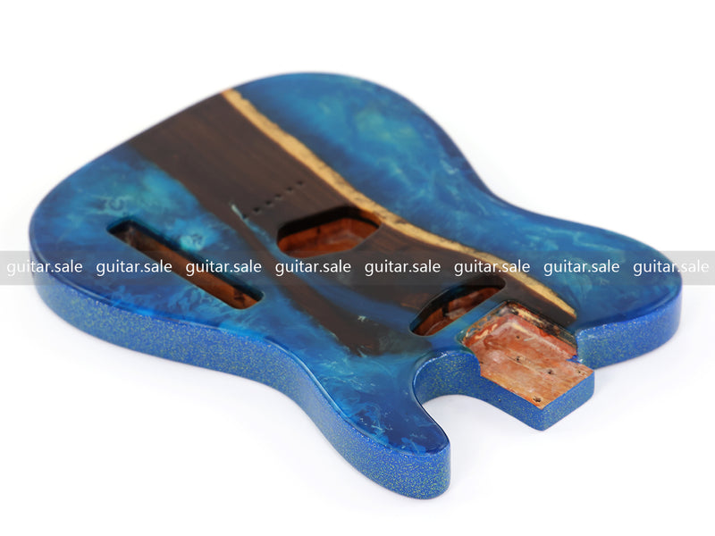 One-of-a-Kind Burl Wood Veneer Epoxy Resin TL Style Electric Guitar Body (BE-010)