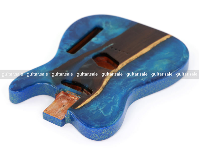 One-of-a-Kind Burl Wood Veneer Epoxy Resin TL Style Electric Guitar Body (BE-010)