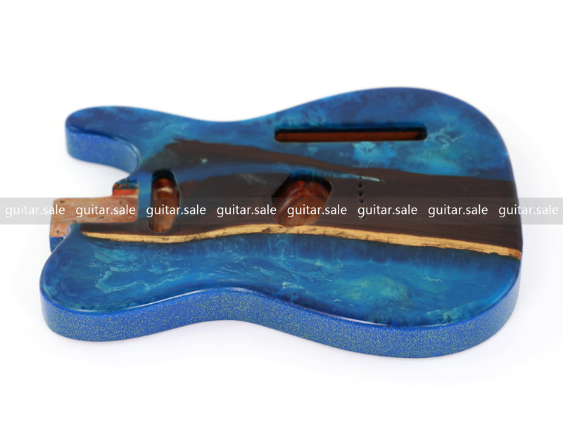 One-of-a-Kind Burl Wood Veneer Epoxy Resin TL Style Electric Guitar Body (BE-010)