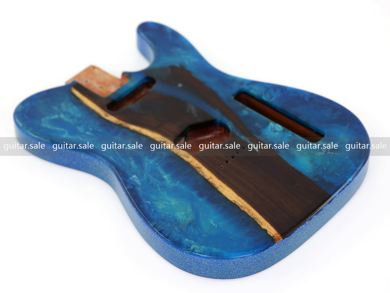 One-of-a-Kind Burl Wood Veneer Epoxy Resin TL Style Electric Guitar Body (BE-010)
