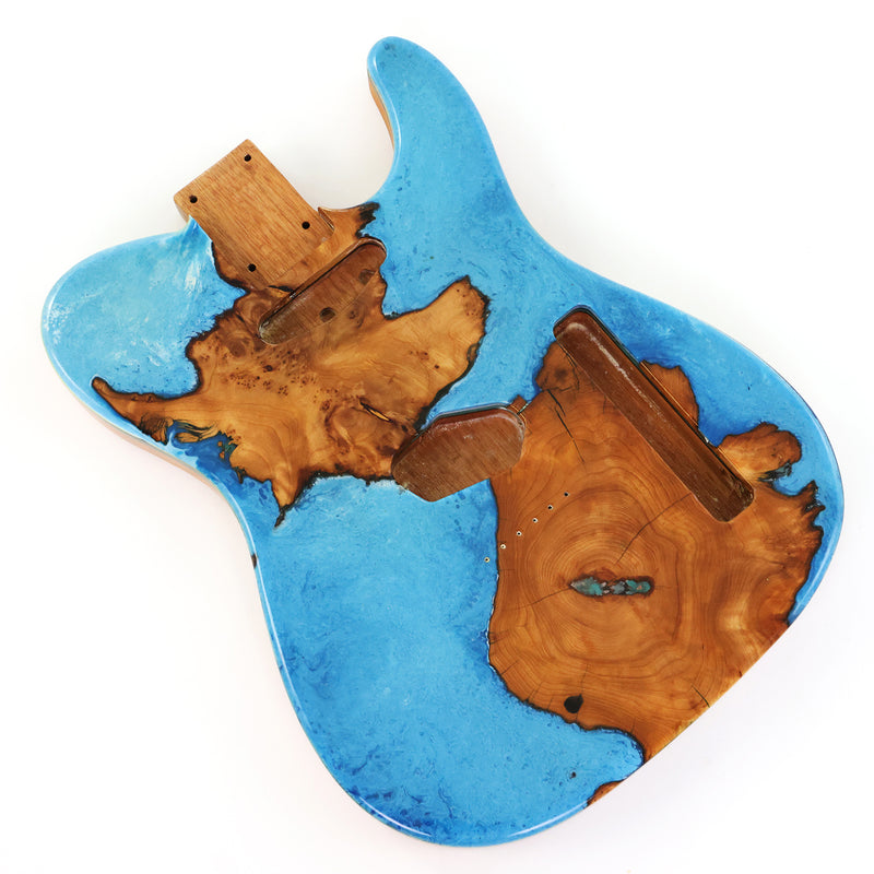 One-of-a-Kind Burl Wood Veneer Epoxy Resin Tele Style Electric Guitar Body (BE-018)
