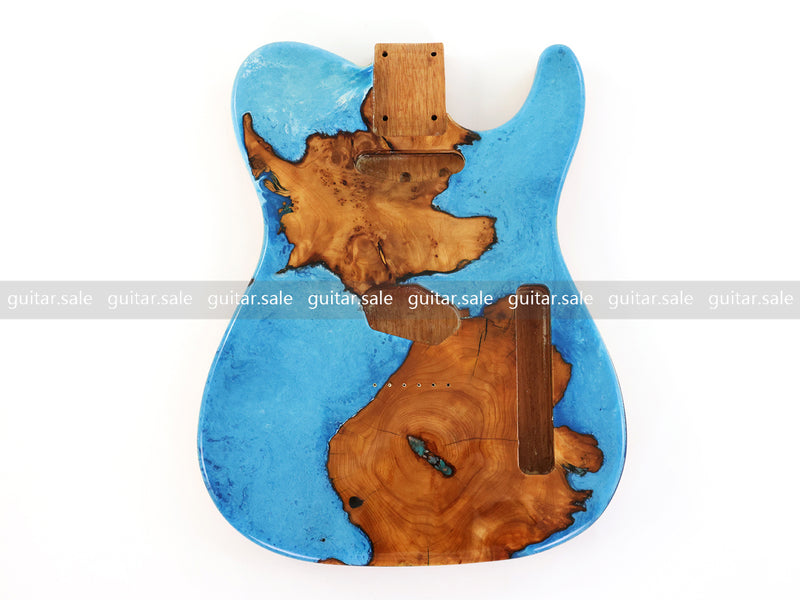 One-of-a-Kind Burl Wood Veneer Epoxy Resin Tele Style Electric Guitar Body (BE-018)