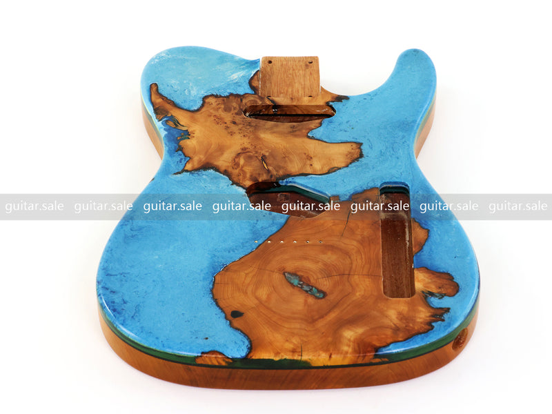 One-of-a-Kind Burl Wood Veneer Epoxy Resin Tele Style Electric Guitar Body (BE-018)