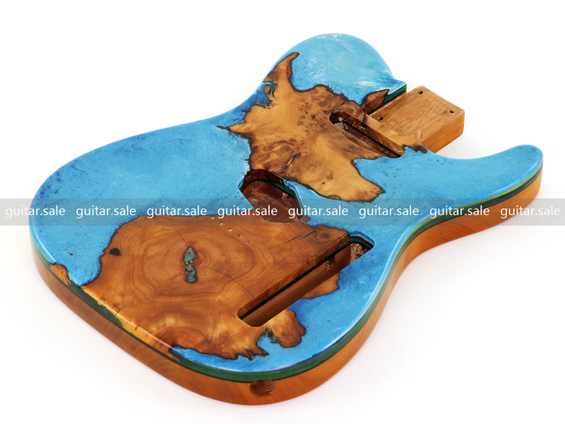 One-of-a-Kind Burl Wood Veneer Epoxy Resin Tele Style Electric Guitar Body (BE-018)