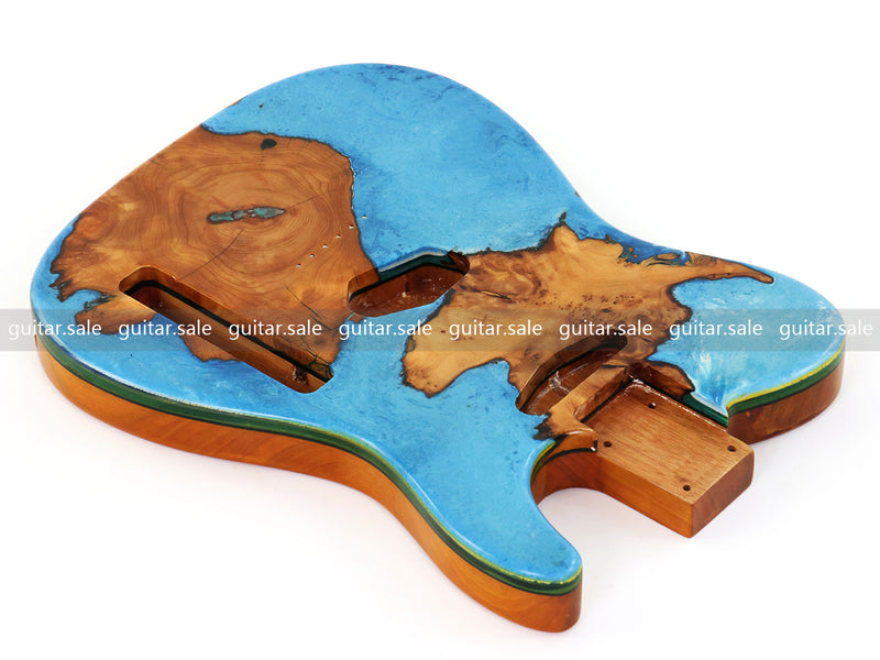 One-of-a-Kind Burl Wood Veneer Epoxy Resin Tele Style Electric Guitar Body (BE-018)