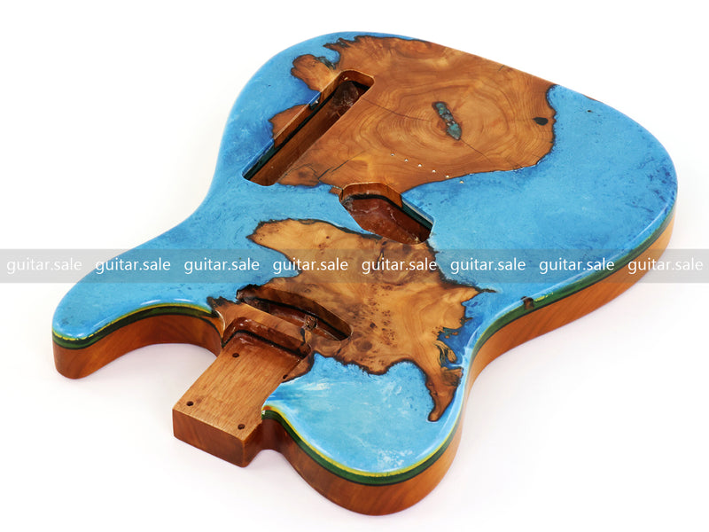 One-of-a-Kind Burl Wood Veneer Epoxy Resin Tele Style Electric Guitar Body (BE-018)