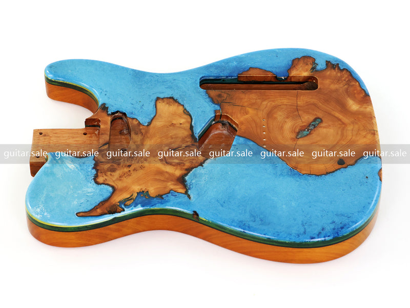One-of-a-Kind Burl Wood Veneer Epoxy Resin Tele Style Electric Guitar Body (BE-018)