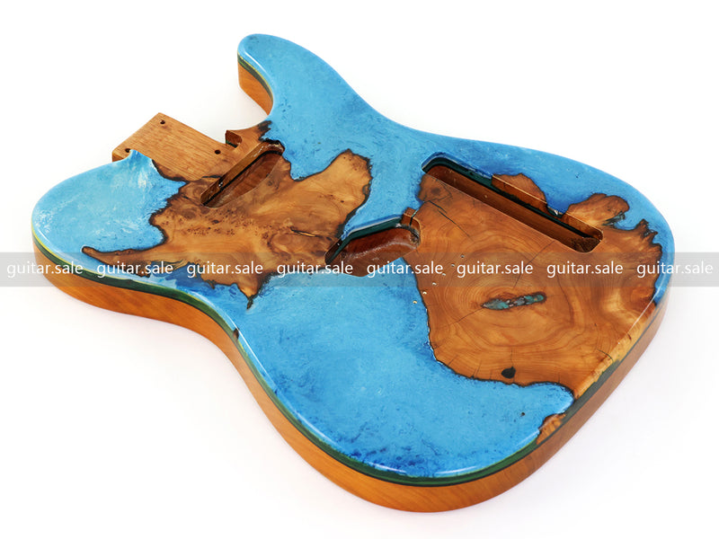 One-of-a-Kind Burl Wood Veneer Epoxy Resin Tele Style Electric Guitar Body (BE-018)