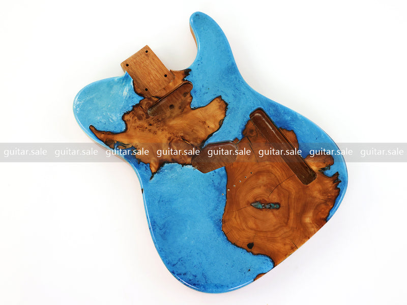 One-of-a-Kind Burl Wood Veneer Epoxy Resin Tele Style Electric Guitar Body (BE-018)