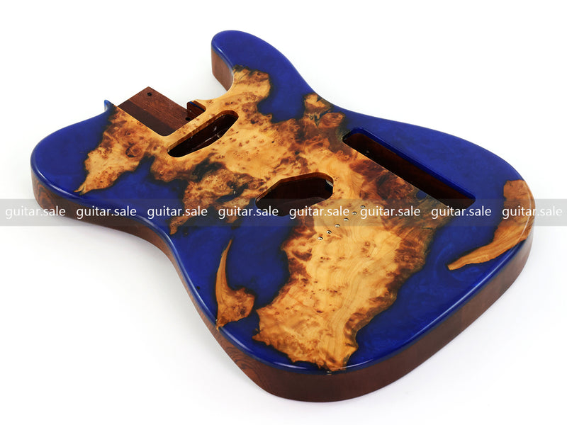 One-of-a-Kind Burl Wood Veneer Epoxy Resin Tele Style Electric Guitar Body (BE-019)